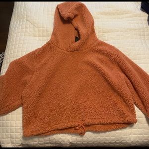 Pink Sherpa cropped hoodie!